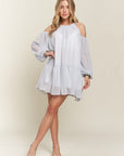 ADORA Cold Shoulder Balloon Sleeve Mini Dress