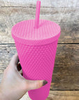 Fiery Red Reusable Matte Plastic Tumbler Cup