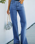 Side Slit Jeans with Pockets