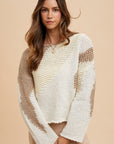 Annie Wear Color Block Drop Shoulder Sweater- Taupe