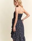 ADORA Smocked Floral Tube Dress with Pockets- Navy floral