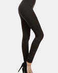 Yelete Seamless High Waist Fleece Leggings-Black