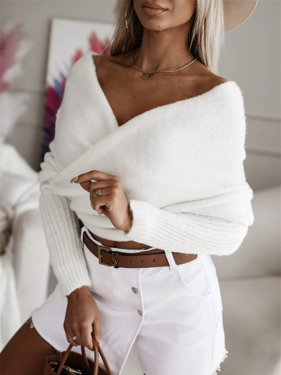 Wrap me in Beauty Long Sleeve Cropped Reversible Sweater