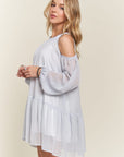 ADORA Cold Shoulder Balloon Sleeve Mini Dress