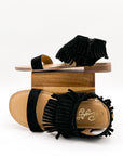 Fringe Star Sandal in Black