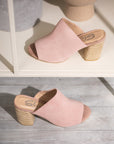 Helena Heeled Sandal in Blush Suede