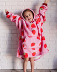 Kids Oversized Hoodie Blanket in Strawberry