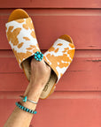 Richwood Peeptoe Tan and White Cowhide Slide