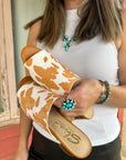 Richwood Peeptoe Tan and White Cowhide Slide