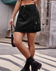 Denim Mini Skirt with Pockets