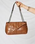 SHOMICO PU Leather Chain Handbag- Tan