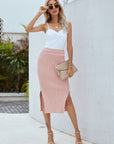 Ribbed Side Slit Midi Skirt - Closet Full of Clovers