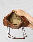 SHOMICO PU Leather Chain Handbag- Tan