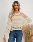 Cutout Round Neck Knit Top