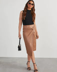 Twist Detail High Waist Skirt