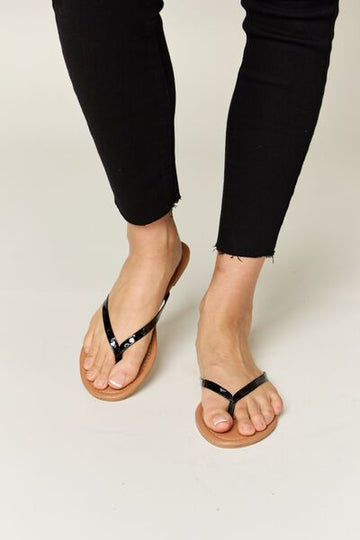 WILD DIVA PU Leather Open Toe Sandals- Black
