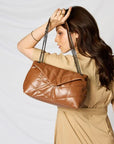 SHOMICO PU Leather Chain Handbag- Tan