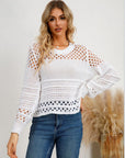 Cutout Round Neck Knit Top