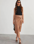 Twist Detail High Waist Skirt