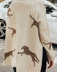 Animal Pattern Mock Neck Long Sleeve Slit Sweater