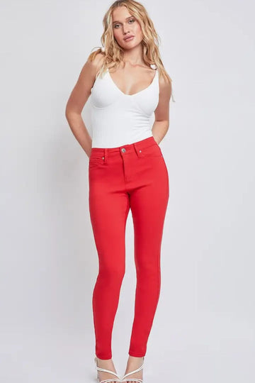 YMI Jeanswear Full Size Hyperstretch Mid-Rise Skinny Jean-Ruby Red