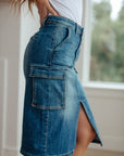 Always Be There Cargo Denim Skirt