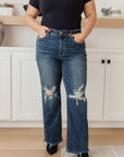 Rose High Rise 90's Straight Jeans in Dark Wash