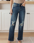 Rose High Rise 90's Straight Jeans in Dark Wash