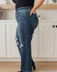 Rose High Rise 90's Straight Jeans in Dark Wash