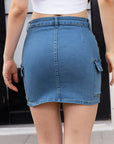 High Waist Pocketed Denim Skirt