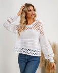 Cutout Round Neck Knit Top