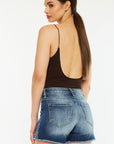 Kancan High Waist Raw Hem Denim Shorts