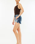 Kancan High Waist Raw Hem Denim Shorts