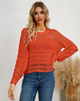 Cutout Round Neck Knit Top