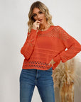 Cutout Round Neck Knit Top