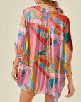 Printed Dolman Sleeve Collared Shirt