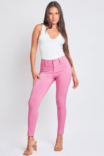 YMI Jeanswear Full Size Hyperstretch Mid-Rise Skinny Pants-Flamingo