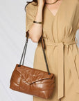 SHOMICO PU Leather Chain Handbag- Tan