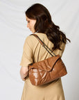 SHOMICO PU Leather Chain Handbag- Tan