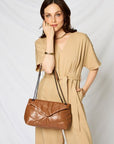 SHOMICO PU Leather Chain Handbag- Tan